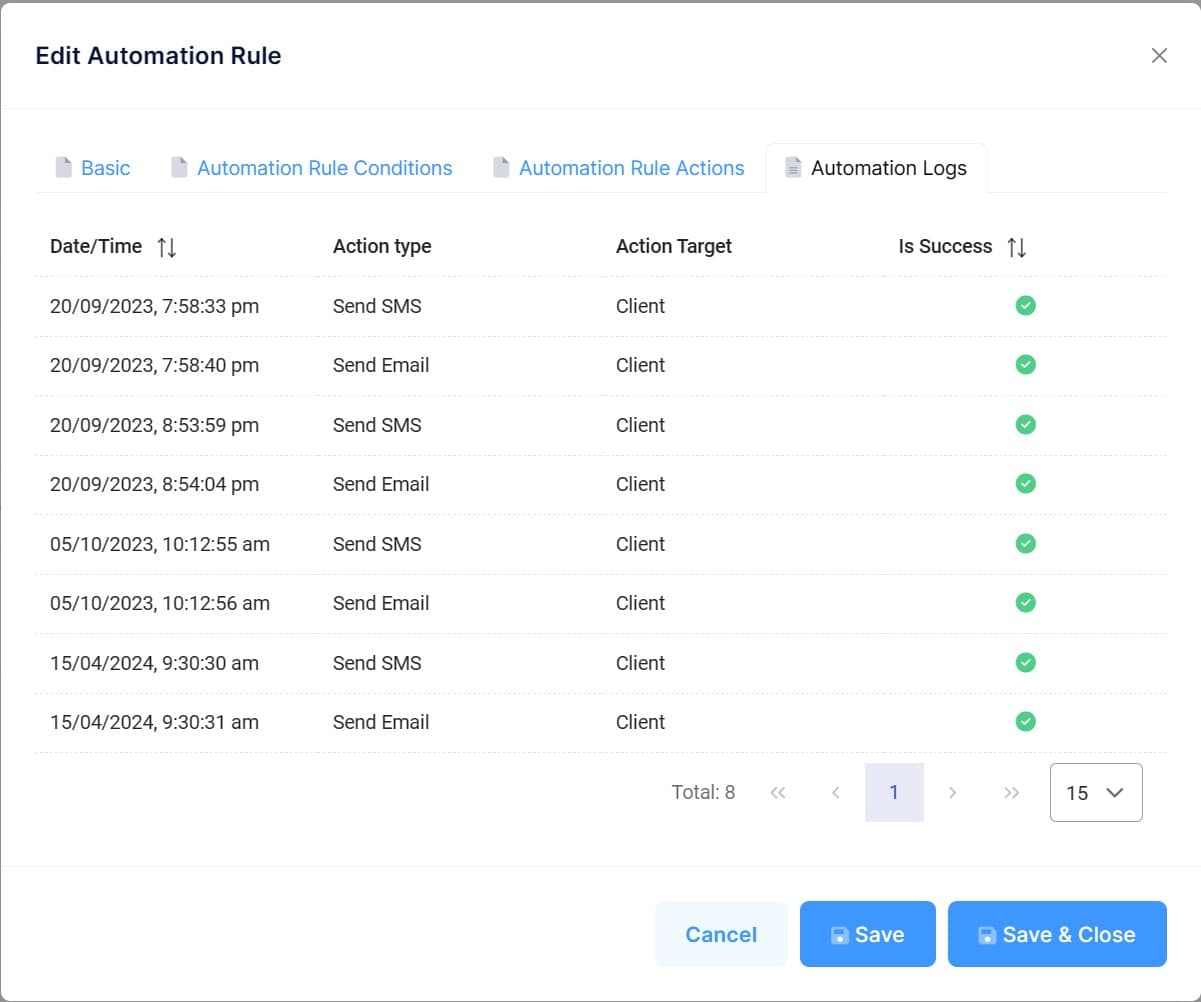 docs.makebooking.online - Automation Logs | Automation Rules and Notifications