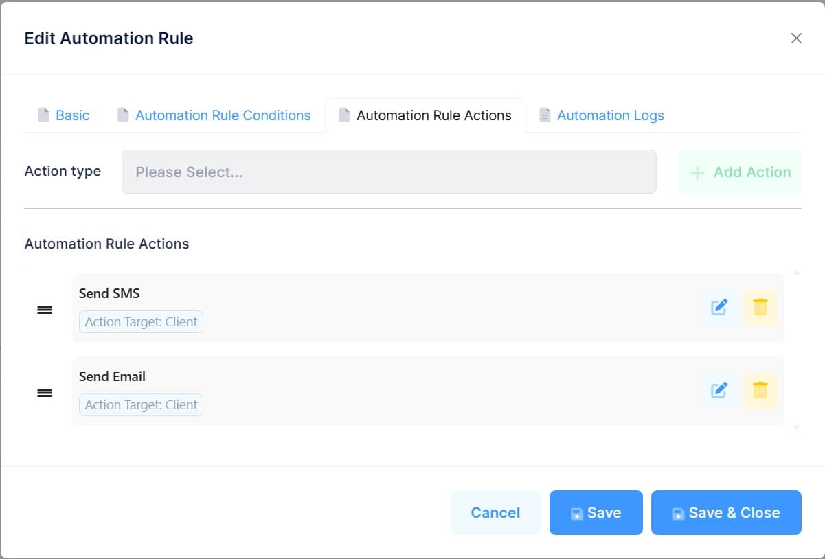 docs.makebooking.online - Automation Rule Actions | Automation Rules and Notifications