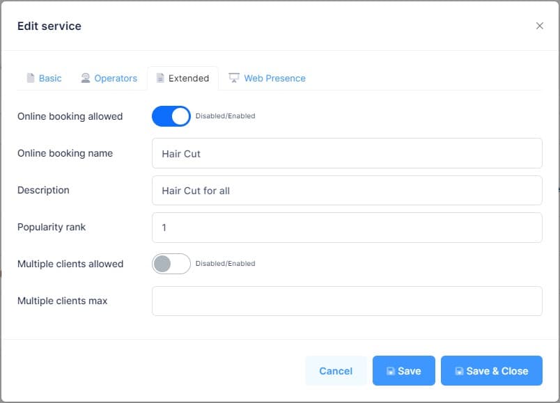 docs.makebooking.online - Adding a New Service | Extended Settings